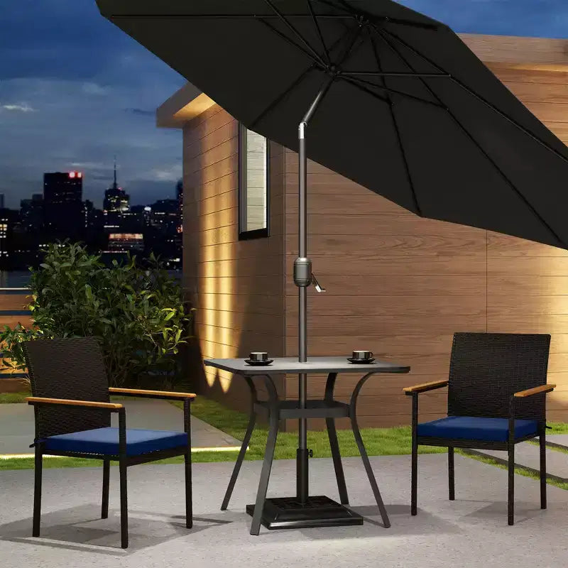 Sedie impilabili da pranzo per esterni in polyrattan con cuscino, set da 2