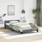 Struttura letto a piattaforma in velluto grigio scuro, Twin XL, con doghe in legno