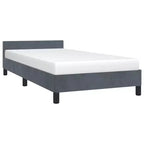 Struttura letto a piattaforma in velluto grigio scuro, Twin XL, con doghe in legno
