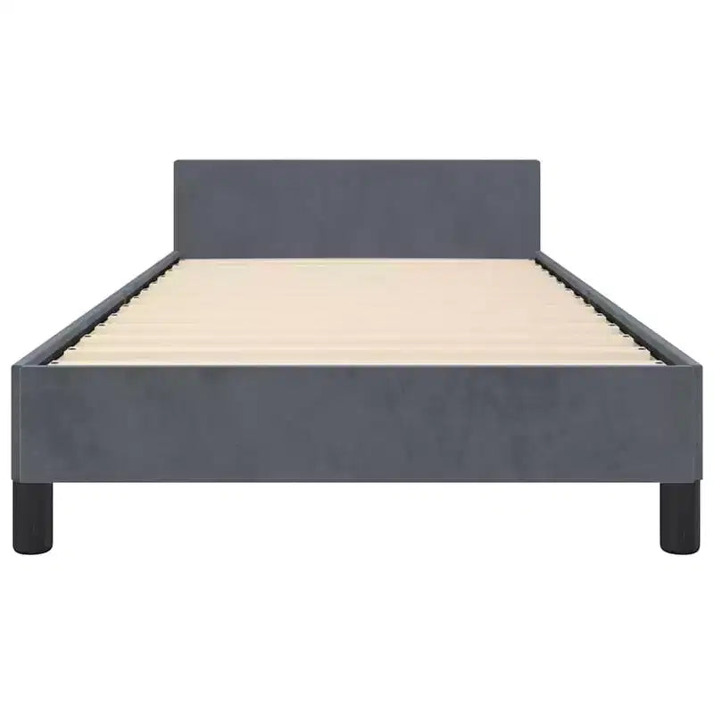 Struttura letto a piattaforma in velluto grigio scuro, Twin XL, con doghe in legno