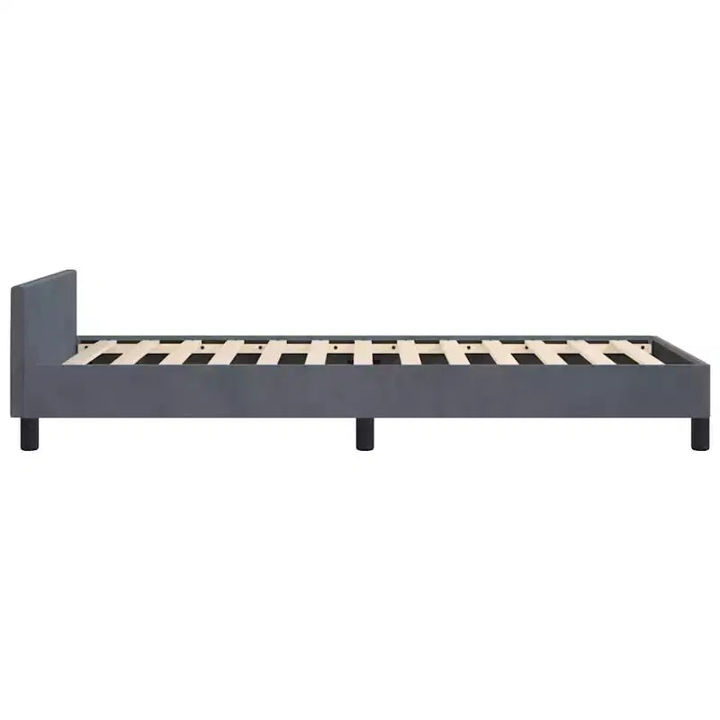Struttura letto a piattaforma in velluto grigio scuro, Twin XL, con doghe in legno