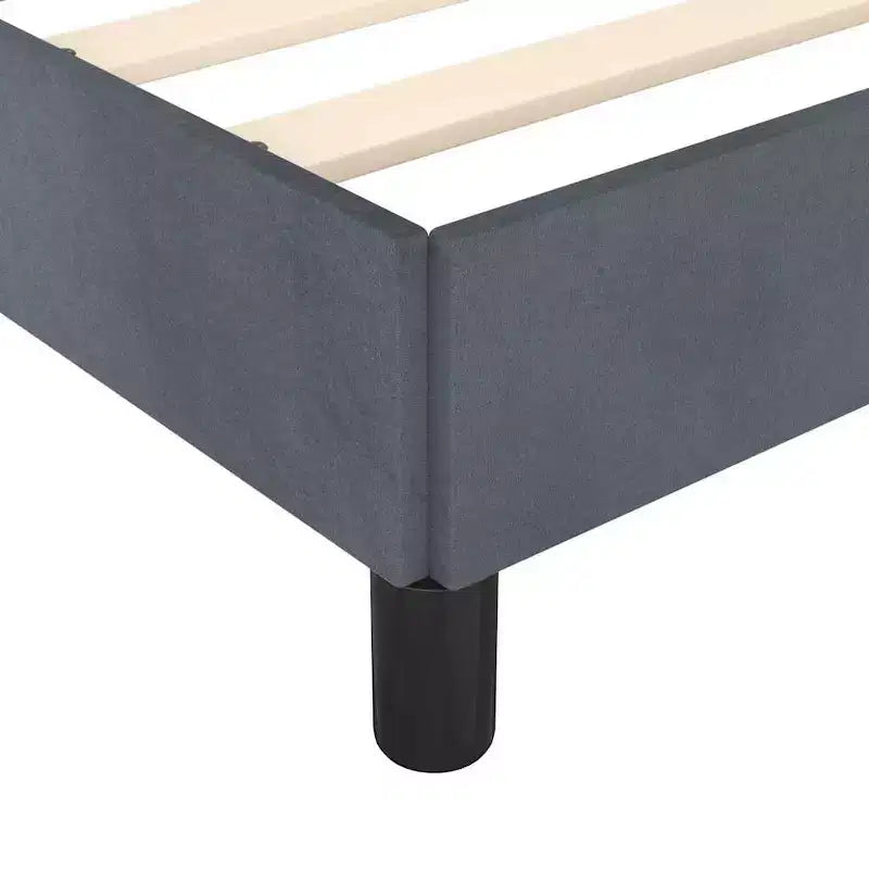 Struttura letto a piattaforma in velluto grigio scuro, Twin XL, con doghe in legno