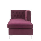 Sezionale chaise longue da 34" in velluto bordeaux, stile metà secolo