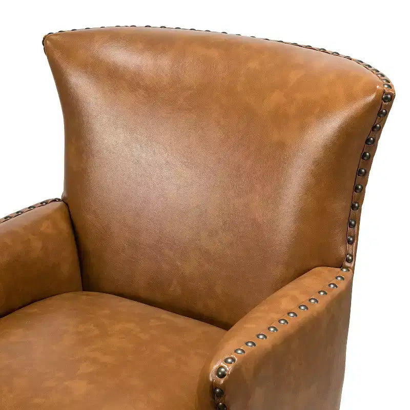 Poltrona a pozzetto in similpelle vegana di transizione con borchie decorative