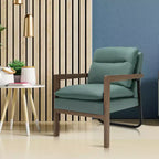 Set di 2 Poltrone Moderne con Gambe in Legno e Staffa in Acciaio (Blu / Verde / Giallo)