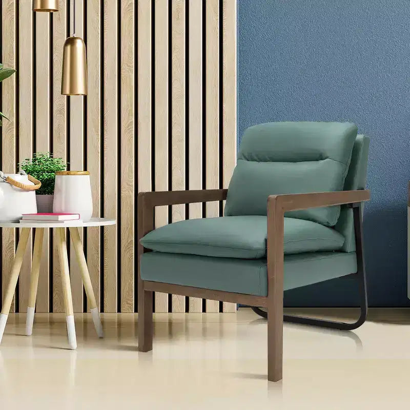 Set di 2 Poltrone Moderne con Gambe in Legno e Staffa in Acciaio (Blu / Verde / Giallo)
