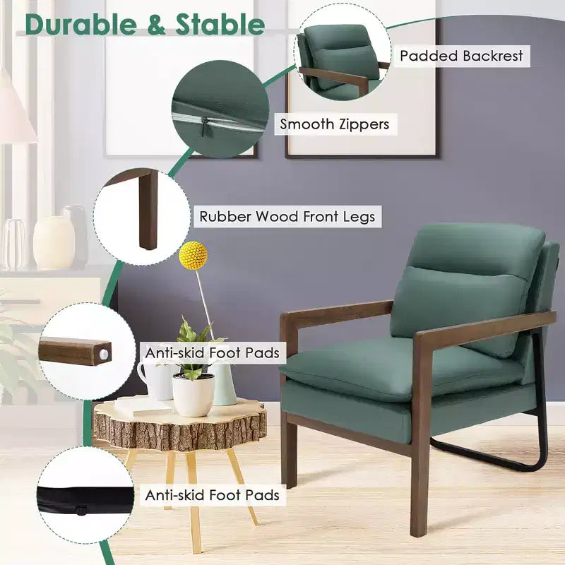 Set di 2 Poltrone Moderne con Gambe in Legno e Staffa in Acciaio (Blu / Verde / Giallo)