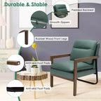 Set di 2 Poltrone Moderne con Gambe in Legno e Staffa in Acciaio (Blu / Verde / Giallo)
