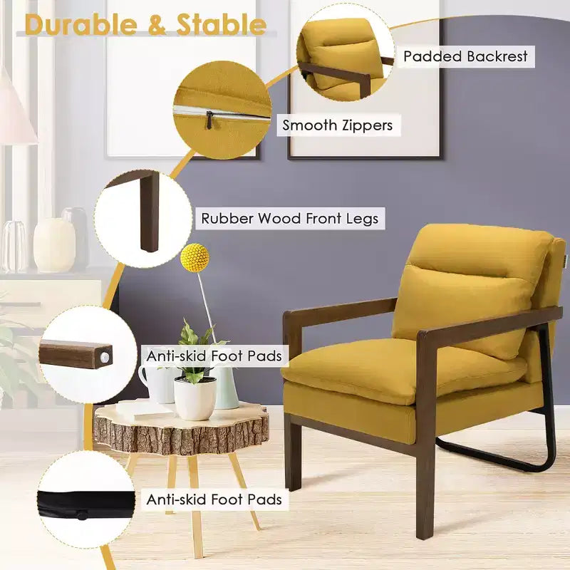 Set di 2 Poltrone Moderne con Gambe in Legno e Staffa in Acciaio (Blu / Verde / Giallo)