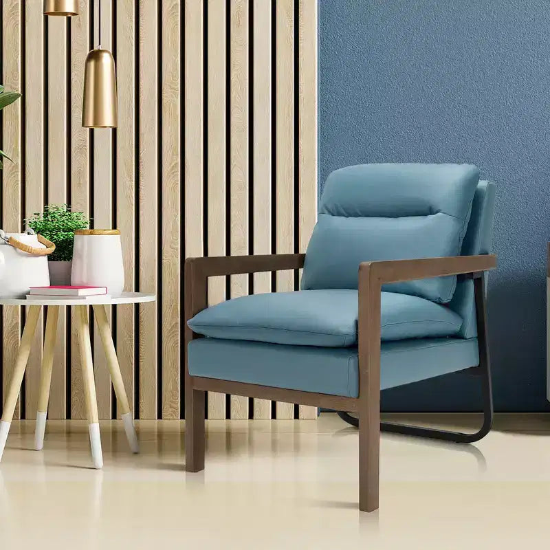 Set di 2 Poltrone Moderne con Gambe in Legno e Staffa in Acciaio (Blu / Verde / Giallo)