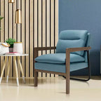Set di 2 Poltrone Moderne con Gambe in Legno e Staffa in Acciaio (Blu / Verde / Giallo)