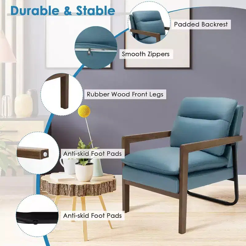 Set di 2 Poltrone Moderne con Gambe in Legno e Staffa in Acciaio (Blu / Verde / Giallo)
