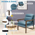Set di 2 Poltrone Moderne con Gambe in Legno e Staffa in Acciaio (Blu / Verde / Giallo)