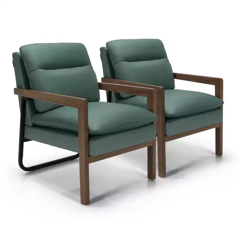 Set di 2 Poltrone Moderne con Gambe in Legno e Staffa in Acciaio (Blu / Verde / Giallo)