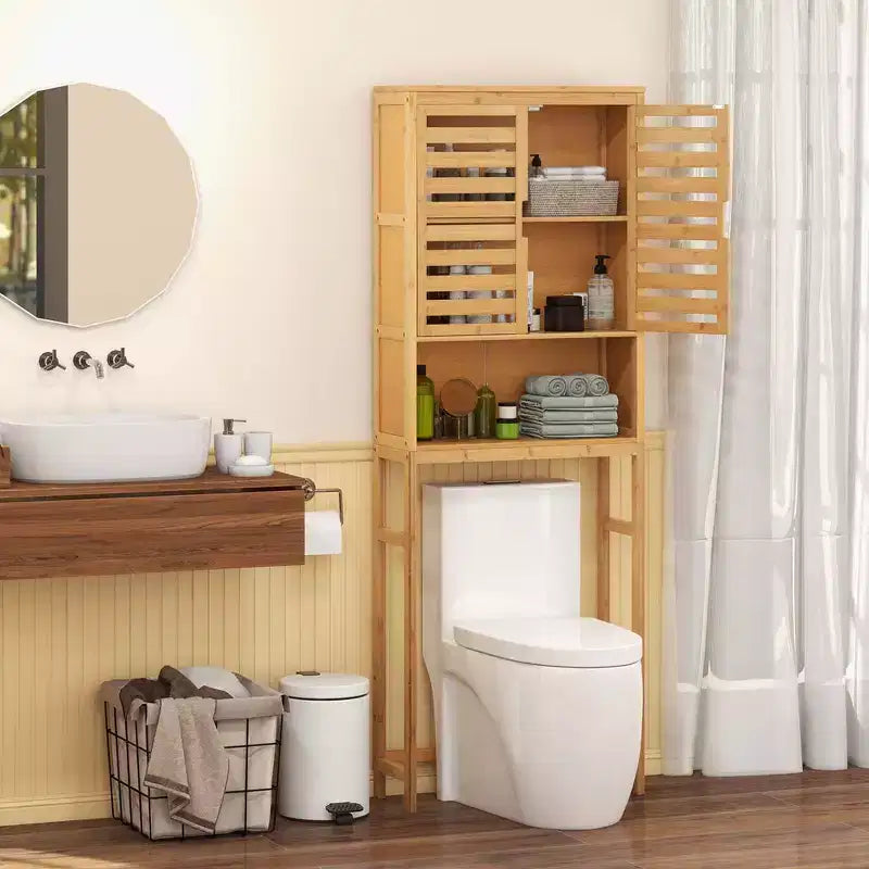 Mobiletto portaoggetti da bagno sopra il WC – Scaffale da bagno in bambù