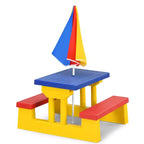 Set Tavolo da Picnic per Bambini con Ombrellone Rimovibile, Uso Interno ed Esterno