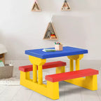 Set Tavolo da Picnic per Bambini con Ombrellone Rimovibile, Uso Interno ed Esterno