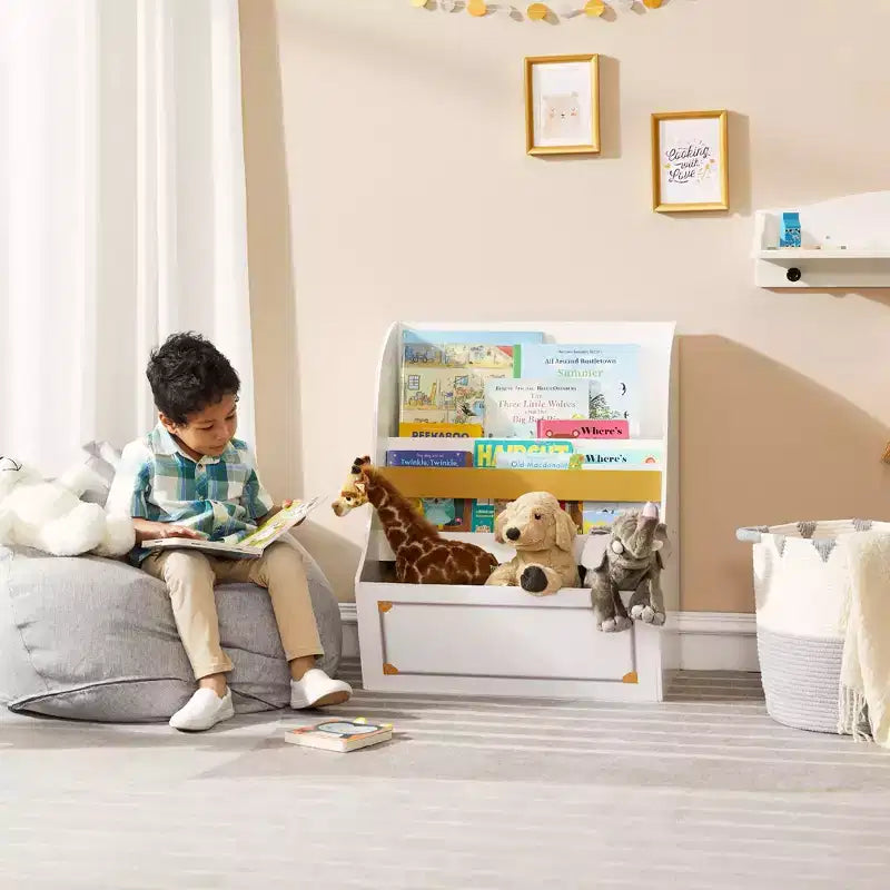 Libreria per bambini in legno con contenitori portaoggetti