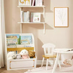 Libreria per bambini in legno con contenitori portaoggetti