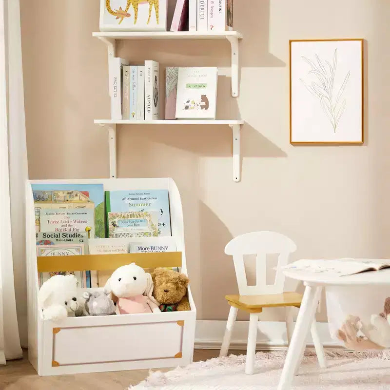Libreria per bambini in legno con contenitori portaoggetti