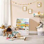 Libreria per bambini in legno con contenitori portaoggetti