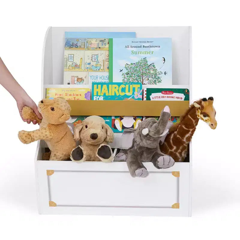 Libreria per bambini in legno con contenitori portaoggetti