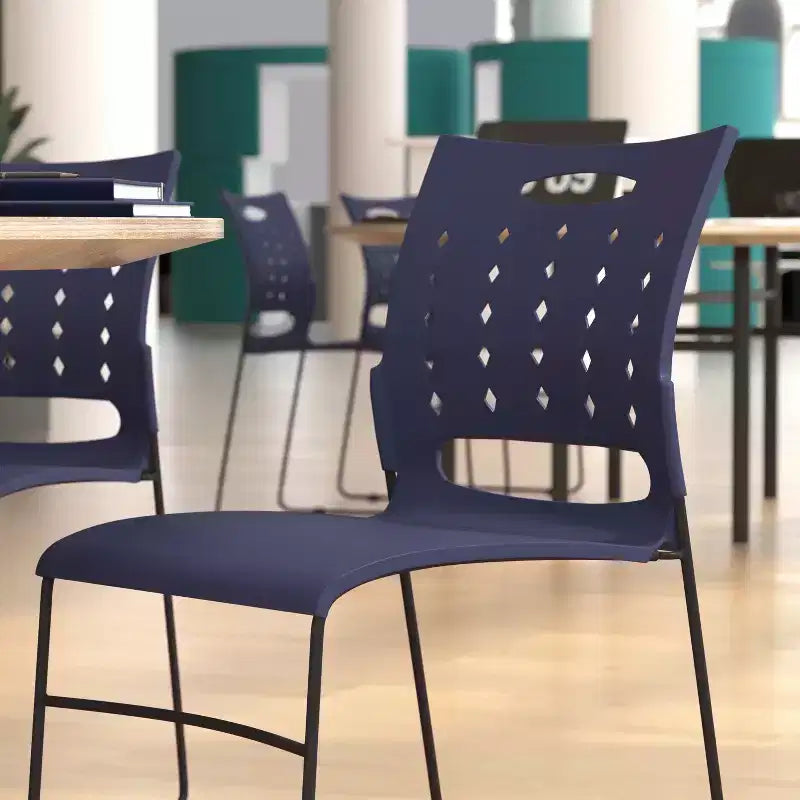 Sedie impilabili con base a slitta e schienale traforato, confezione da 5 (Set di 5)